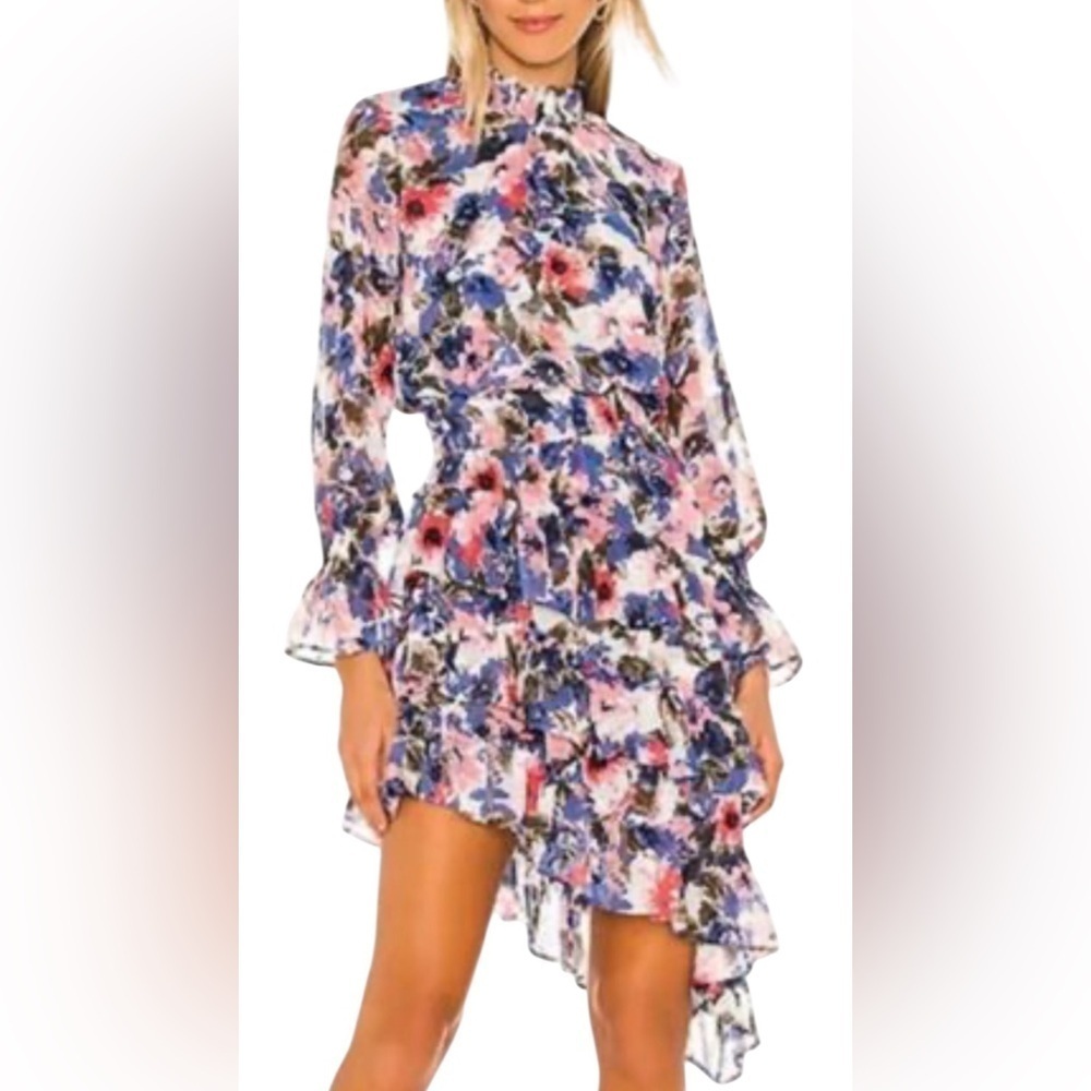 Misa Los Angeles x Revolve Tie Dye Floral Savanna Asymmetrical Hem Dress